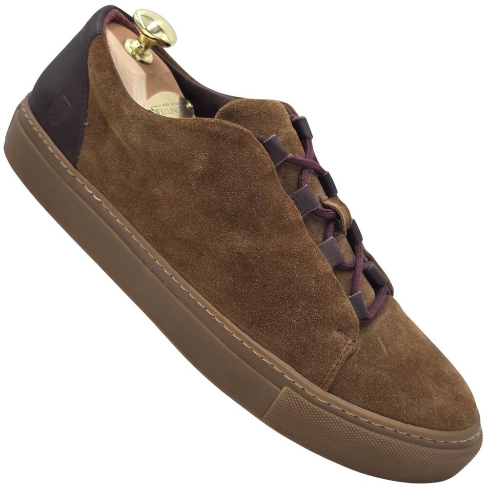Worn Once? Noah Waxman Essex Sneakers Men 9.5 Brown Leather Casual Fashion Shoes
